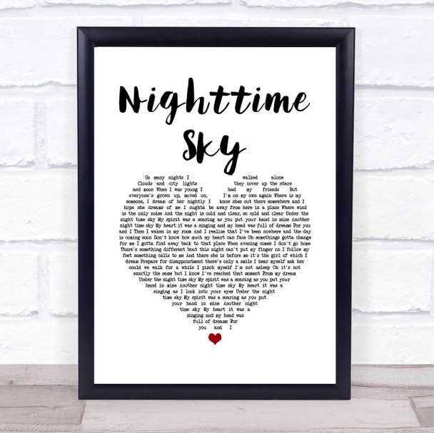 Tiger Army Nighttime Sky White Heart Song Lyric Wall Art Print