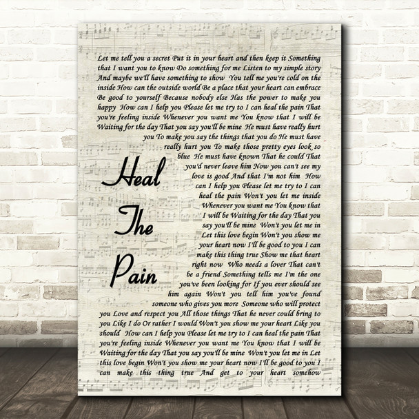 George Michael Heal The Pain Vintage Script Song Lyric Quote Print