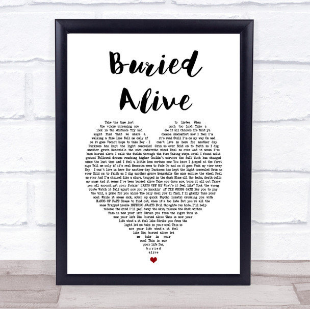 Avenged Sevenfold Buried Alive White Heart Song Lyric Wall Art Print