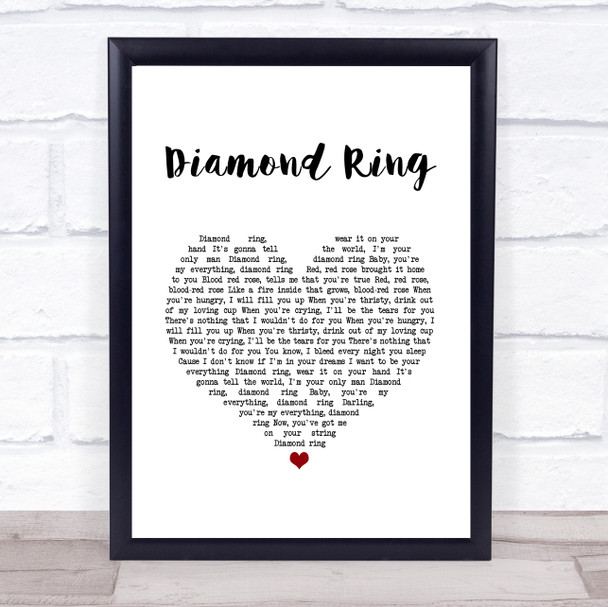Bon Jovi Diamond Ring White Heart Song Lyric Wall Art Print