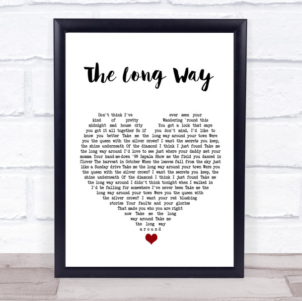 Brett Eldredge The Long Way White Heart Song Lyric Wall Art Print
