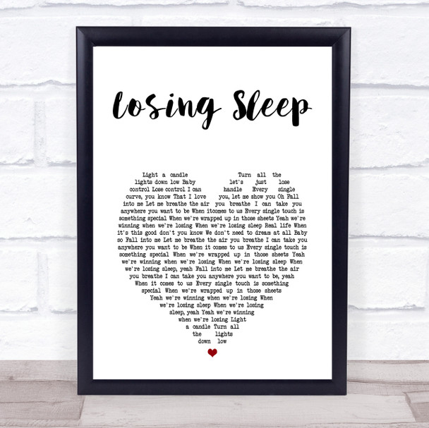 Chris Young Losing Sleep White Heart Song Lyric Wall Art Print