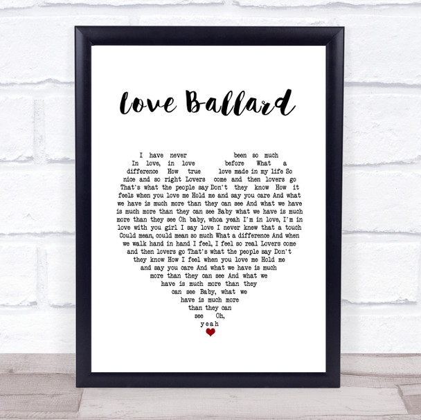 George Benson Love Ballard White Heart Song Lyric Wall Art Print