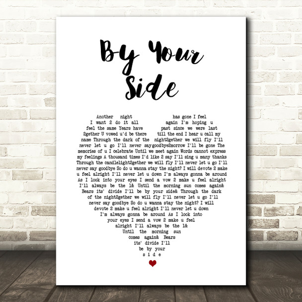 Jeff Scott Soto By Your Side White Heart Song Lyric Wall Art Print