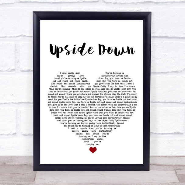 Diana Ross Upside Down White Heart Song Lyric Wall Art Print