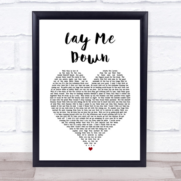 Dirty Heads Lay Me Down White Heart Song Lyric Wall Art Print