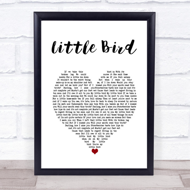 Ed Sheeran Little Bird White Heart Song Lyric Wall Art Print