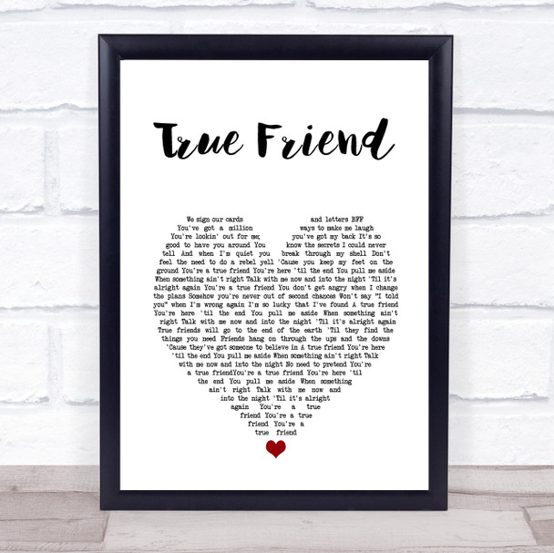 Hannah Montana True Friend White Heart Song Lyric Wall Art Print