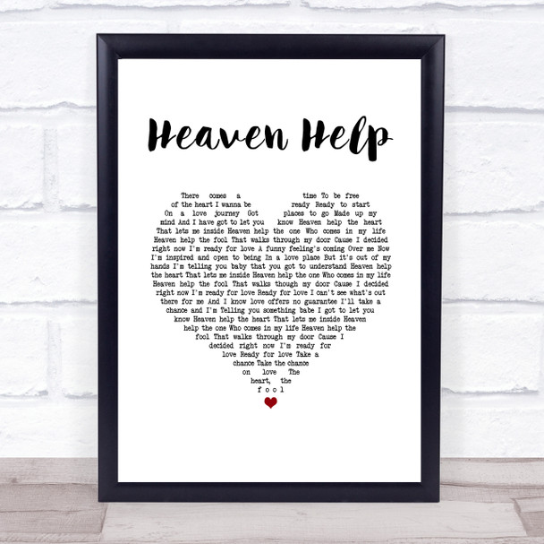 Lenny Kravitz Heaven Help White Heart Song Lyric Wall Art Print