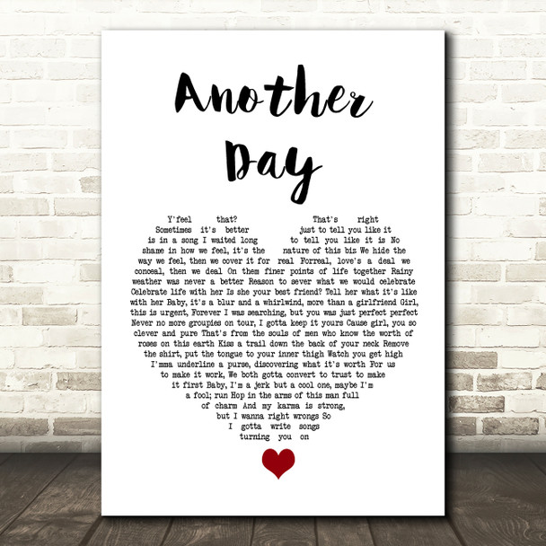 Living Legends Another Day White Heart Song Lyric Wall Art Print