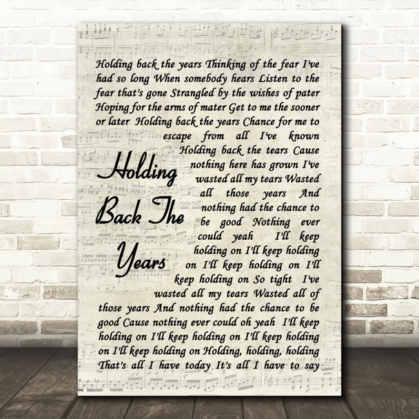 Simply Red Holding Back The Years Vintage Script Song Lyric Quote Print