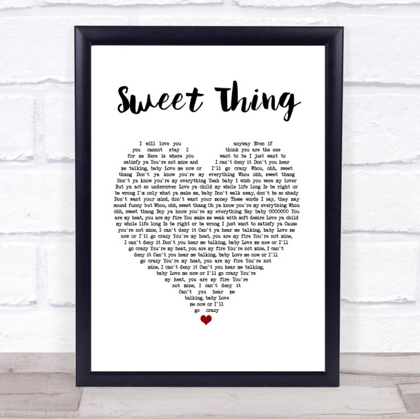 Rufus Sweet Thing White Heart Song Lyric Wall Art Print