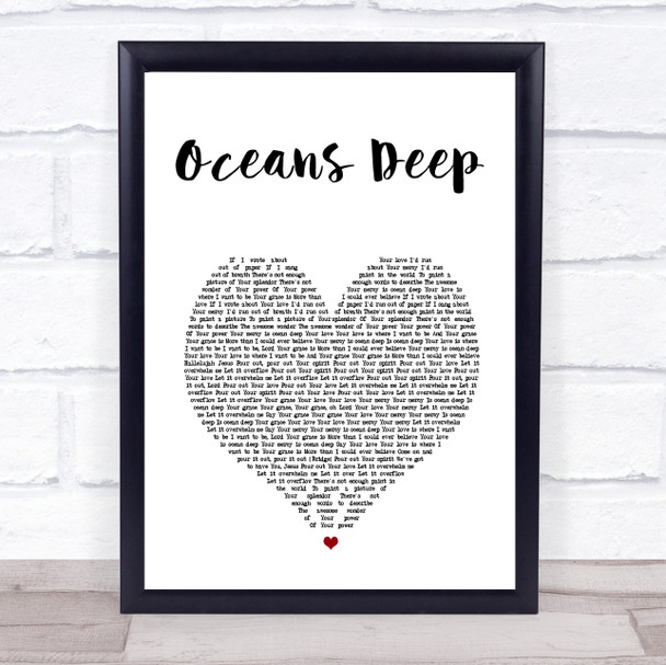 Shara McKee Oceans Deep White Heart Song Lyric Wall Art Print