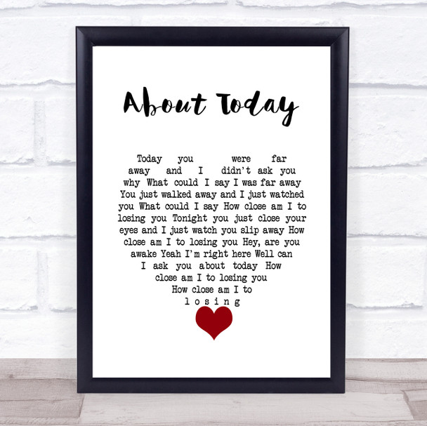 The National About Today White Heart Song Lyric Wall Art Print