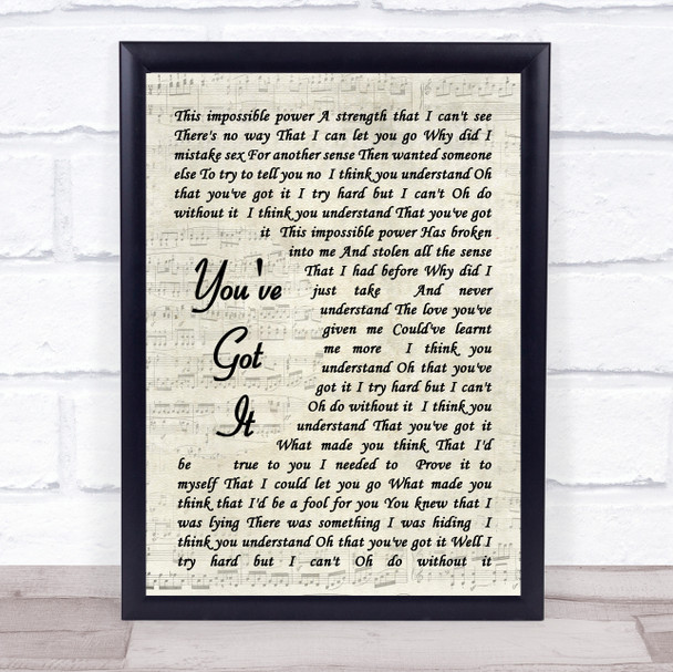 Simply Red You've Got It Vintage Script Song Lyric Quote Print