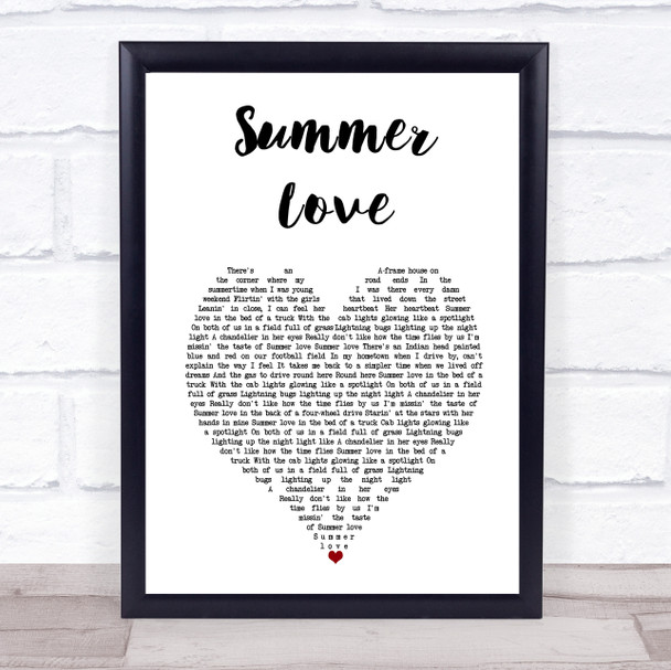 Upchurch Summer Love White Heart Song Lyric Wall Art Print