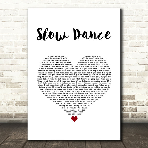 AJ Mitchell & Ava Max Slow Dance White Heart Song Lyric Wall Art Print