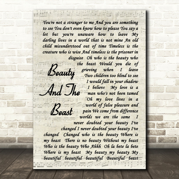 Stevie Nicks Beauty And The Beast Vintage Script Song Lyric Quote Print