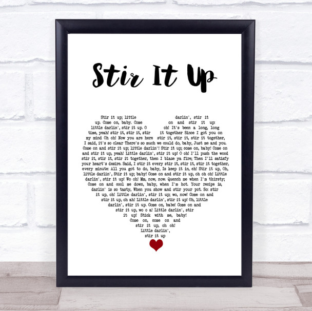 Bob Marley Stir It Up White Heart Song Lyric Wall Art Print