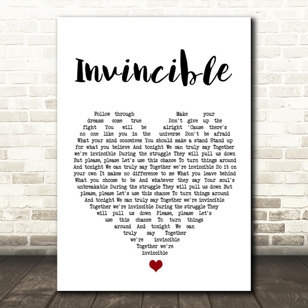 Muse Invincible White Heart Song Lyric Wall Art Print