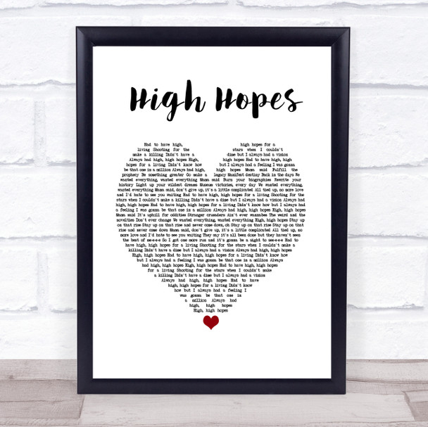 Panic! At The Disco High Hopes White Heart Song Lyric Wall Art Print