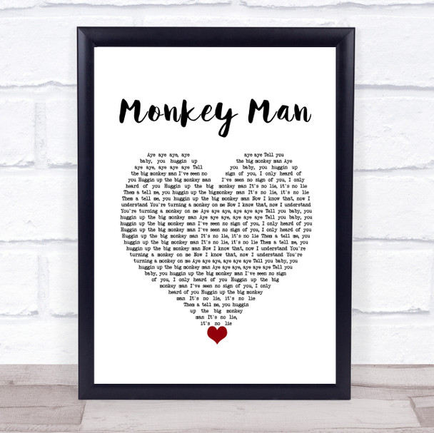 The Maytals Monkey Man White Heart Song Lyric Wall Art Print