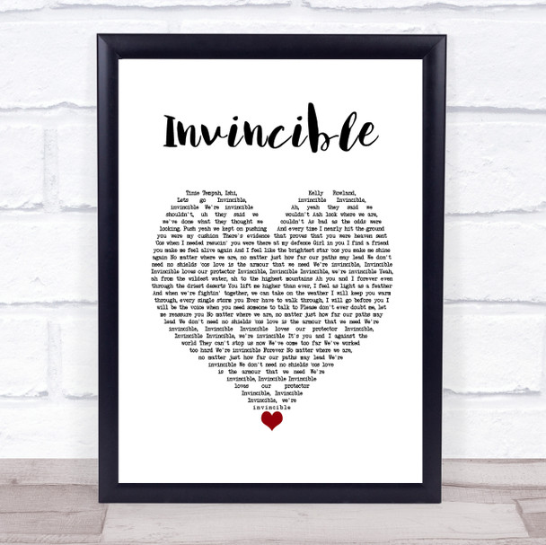 Tinie Tempah Invincible White Heart Song Lyric Wall Art Print