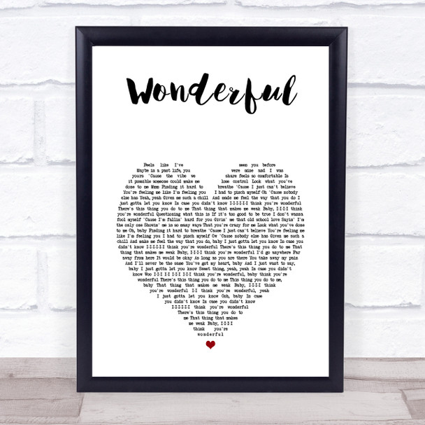 Aretha Franklin Wonderful White Heart Song Lyric Wall Art Print