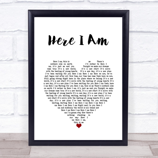 Bryan Adams Here I Am White Heart Song Lyric Wall Art Print