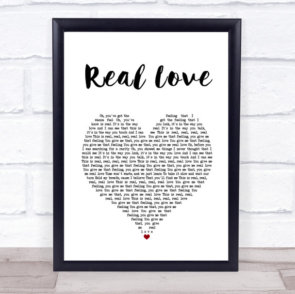 Jess Glynne Real Love White Heart Song Lyric Wall Art Print
