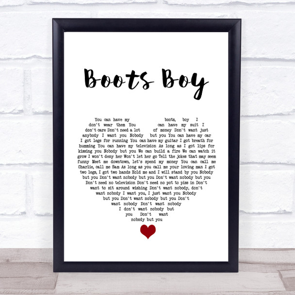 Langhorne Slim Boots Boy White Heart Song Lyric Wall Art Print