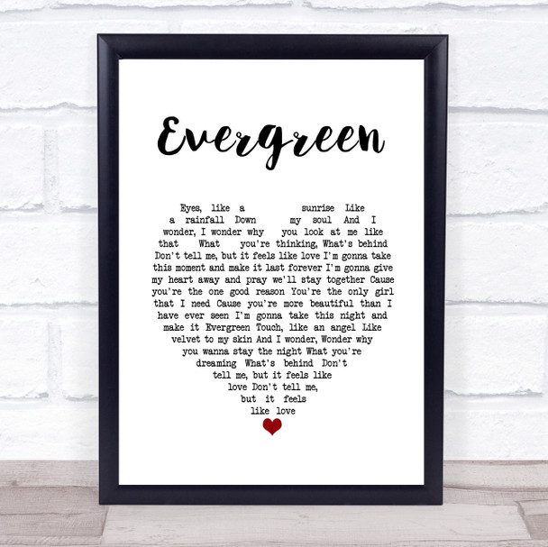 Will Young Evergreen White Heart Song Lyric Wall Art Print