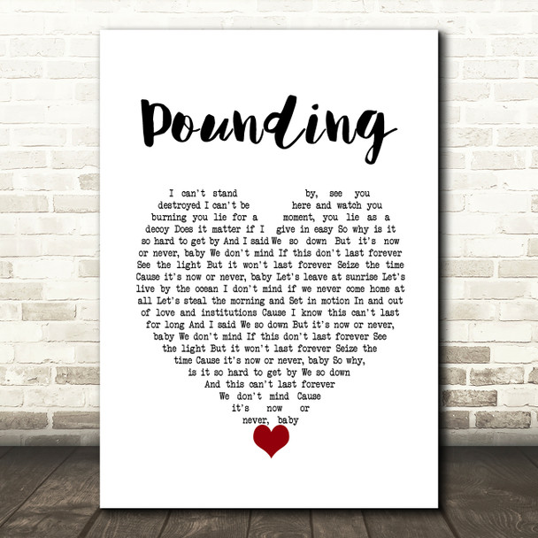 Doves Pounding White Heart Song Lyric Wall Art Print