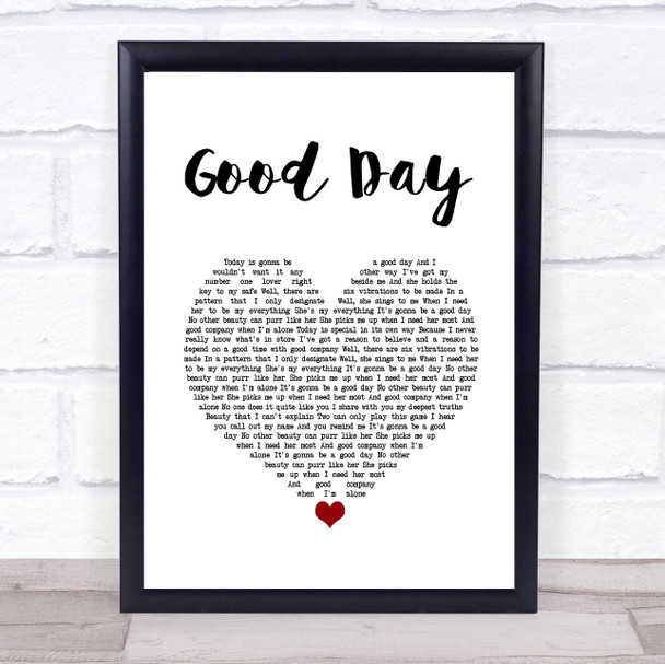 Rebelution Good Day White Heart Song Lyric Wall Art Print