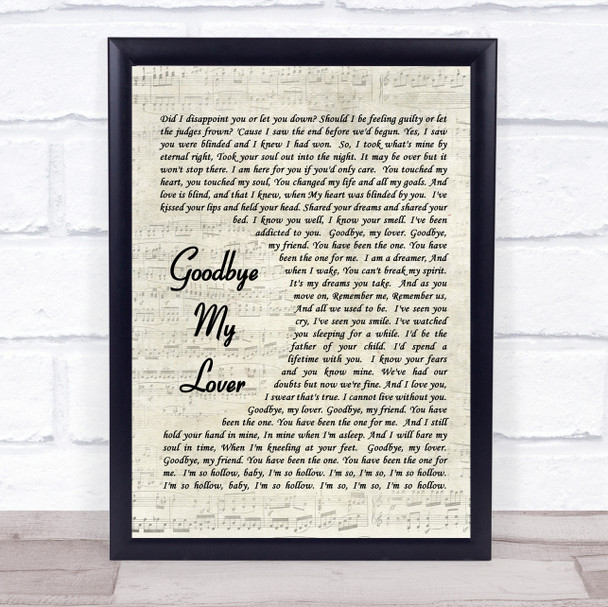 James Blunt Goodbye My Lover Quote Song Lyric Print