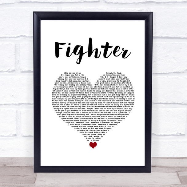 Christina Aguilera Fighter White Heart Song Lyric Wall Art Print
