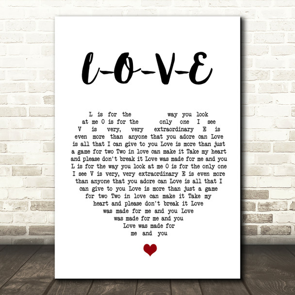 Frank Sinatra L-O-V-E White Heart Song Lyric Wall Art Print