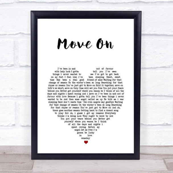 George Michael Move On White Heart Song Lyric Wall Art Print