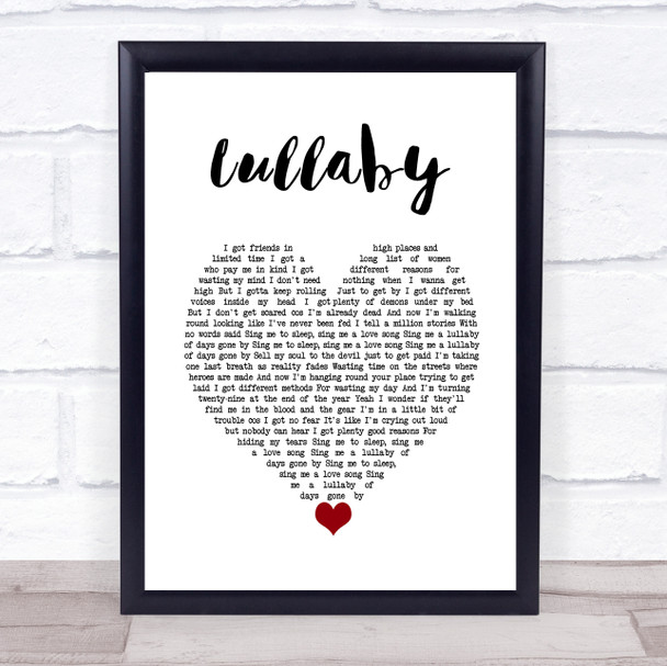 Gerry Cinnamon Lullaby White Heart Song Lyric Wall Art Print