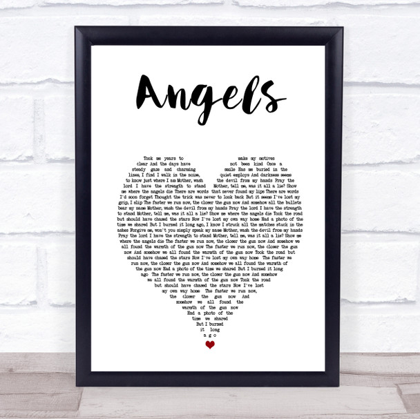 Avenged Sevenfold Angels White Heart Song Lyric Wall Art Print