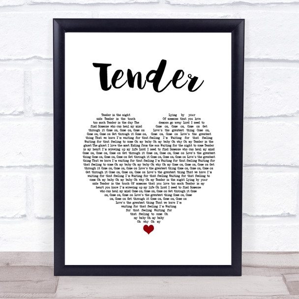 Blur Tender White Heart Song Lyric Wall Art Print