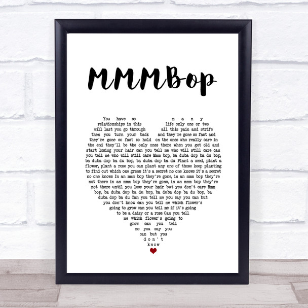 Hanson MMMBop White Heart Song Lyric Wall Art Print