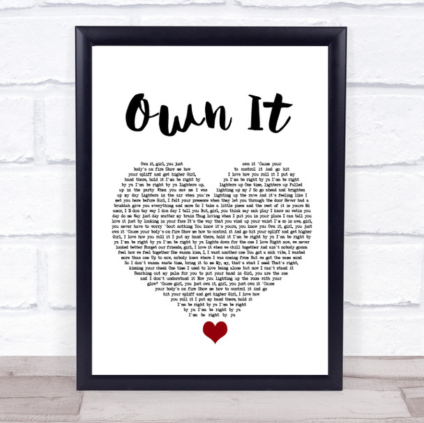 Stormzy Own It White Heart Song Lyric Wall Art Print