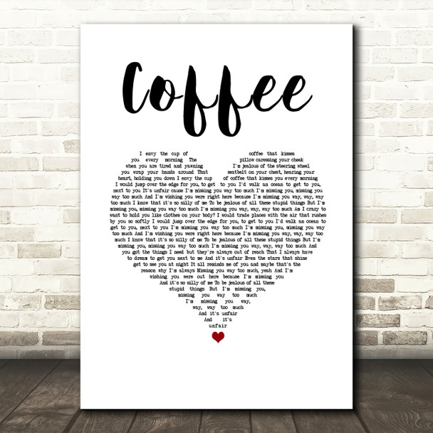 Tori Kelly Coffee White Heart Song Lyric Wall Art Print