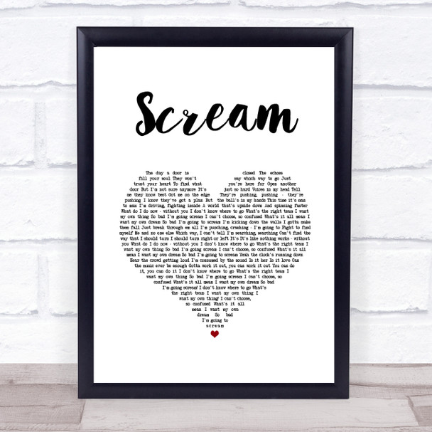 Zac Efron Scream White Heart Song Lyric Wall Art Print