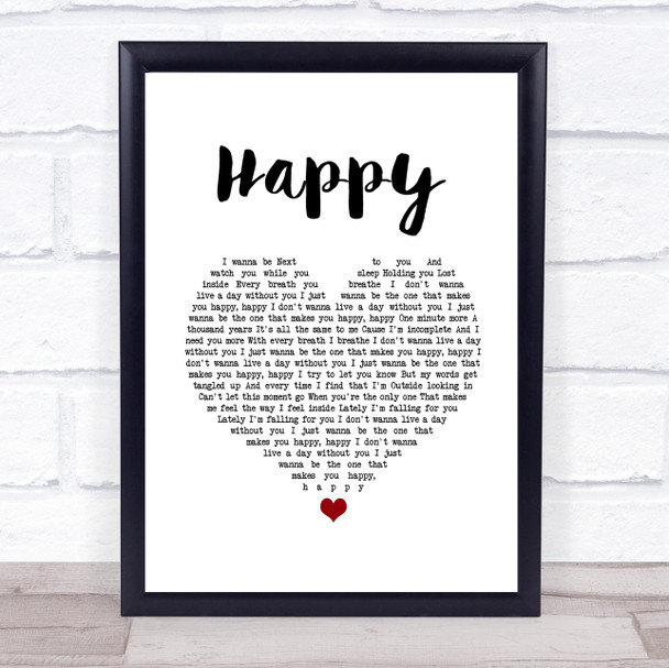 Secrets in Stereo Happy White Heart Song Lyric Wall Art Print