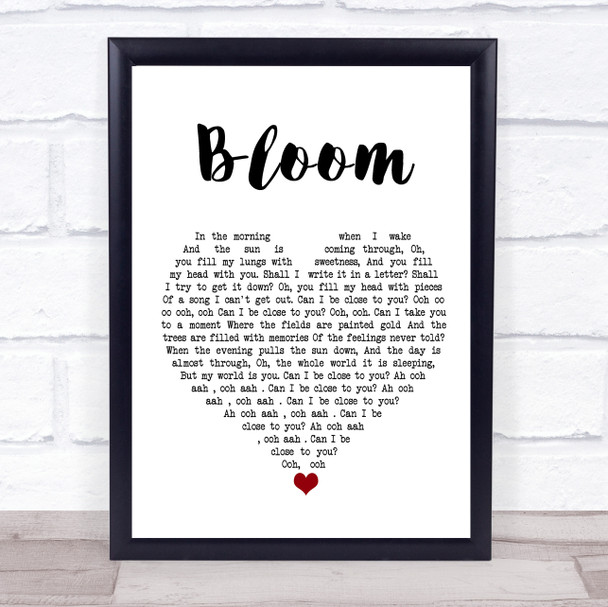 The Paper Kites Bloom White Heart Song Lyric Wall Art Print