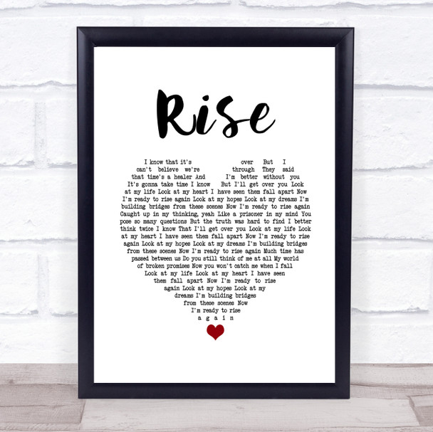 Gabrielle Rise White Heart Song Lyric Wall Art Print