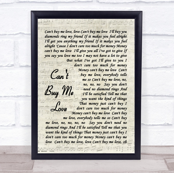 The Beatles Can't Buy Me Love Quote Song Lyric Print