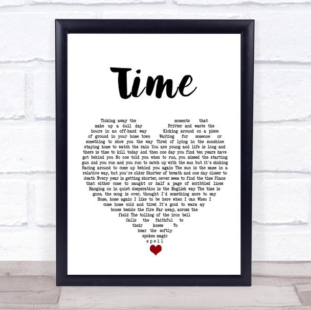 Pink Floyd Time White Heart Song Lyric Wall Art Print